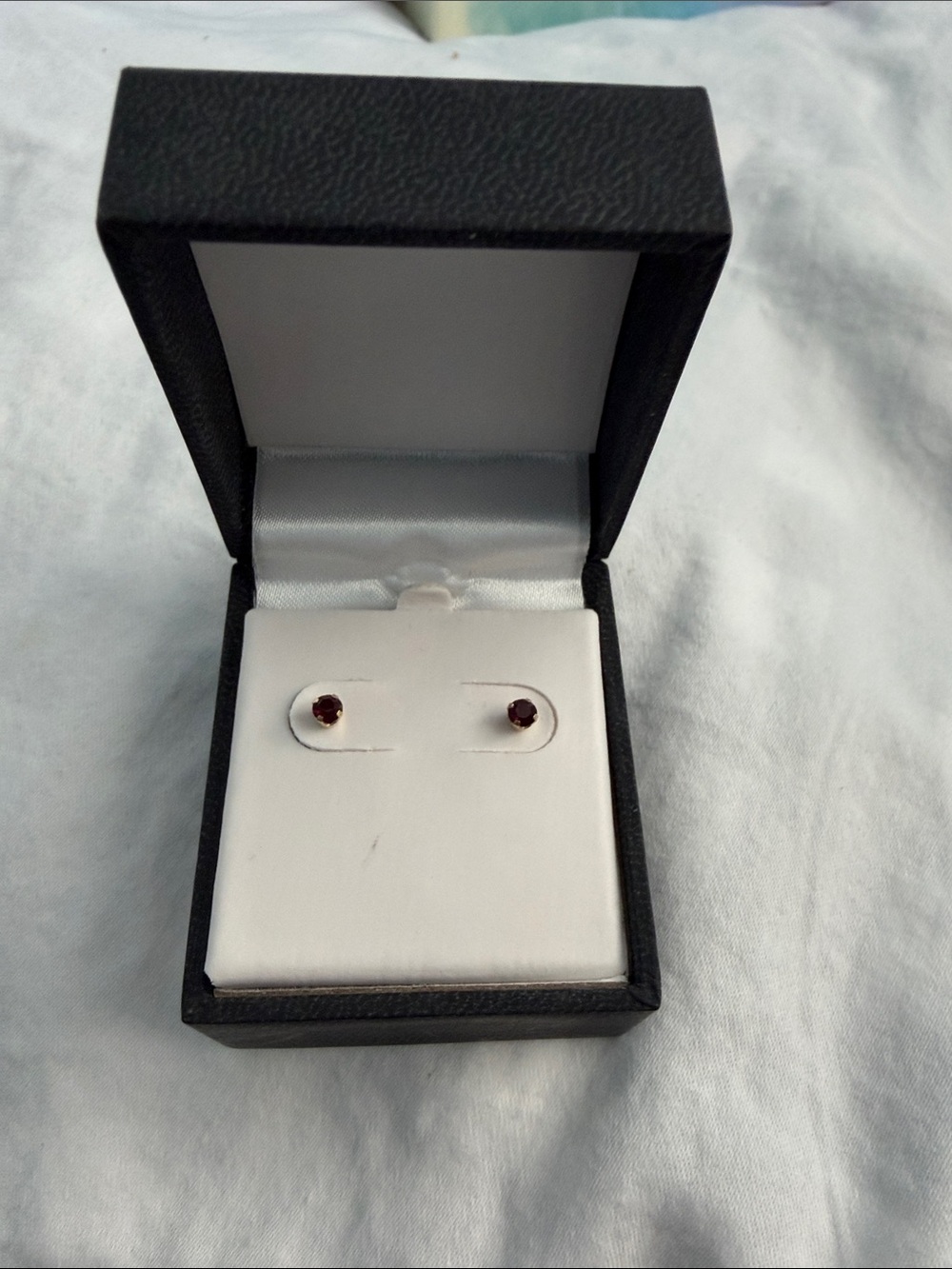 Sapphire and 14 k gold Stud Earrings - Classic Red Women's Jewelry